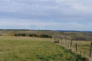 Projection de l'emplacement des éoliennes sur le plateau des Vastres