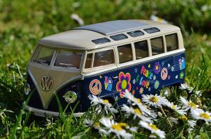 Un combi Volkswagen dans l'herbe google 