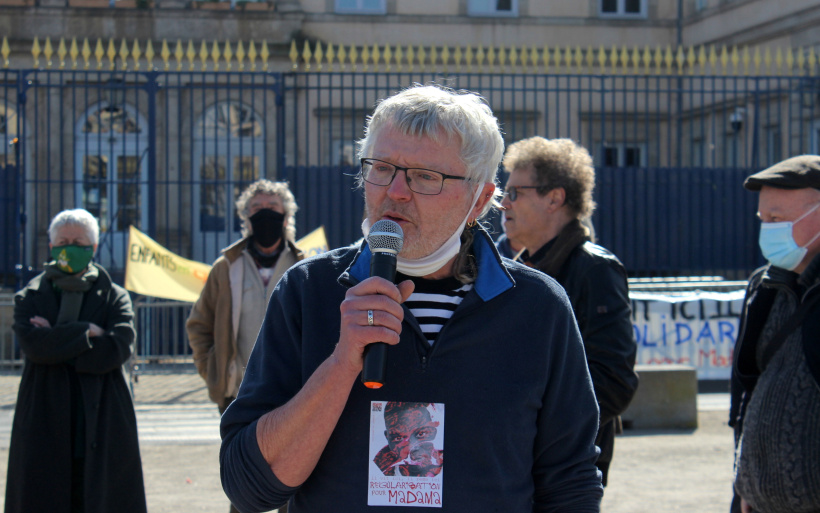 Eric Durupt lors de la mobilisation du 10 mars pour Madama Diawara