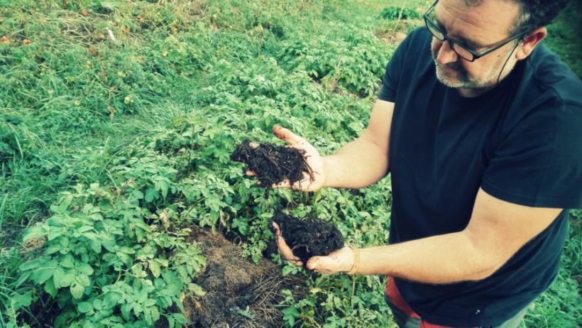 "Une Patate pour un Sourire" jardine sur sol vivant sans labour à St-Vincent.