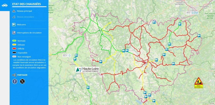 Circulation difficile sur plusieurs axes routiers ce mercredi 27 mars en Haute-Loire